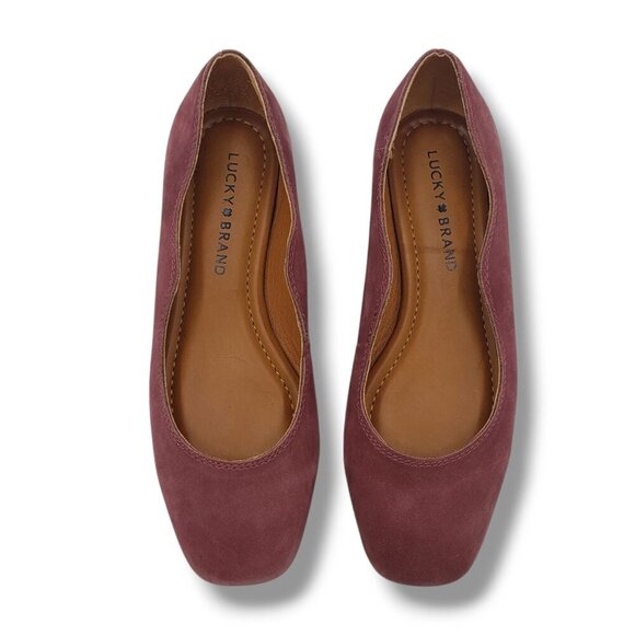 Lucky Brand Dellie Ballet Flat Womens 6.5 Red Suede Slip On - Picture 7 of 9